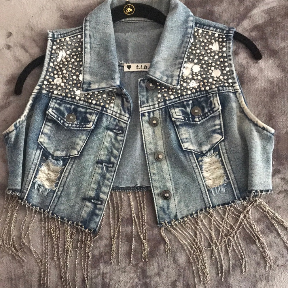 Denim Bedazzled Vest